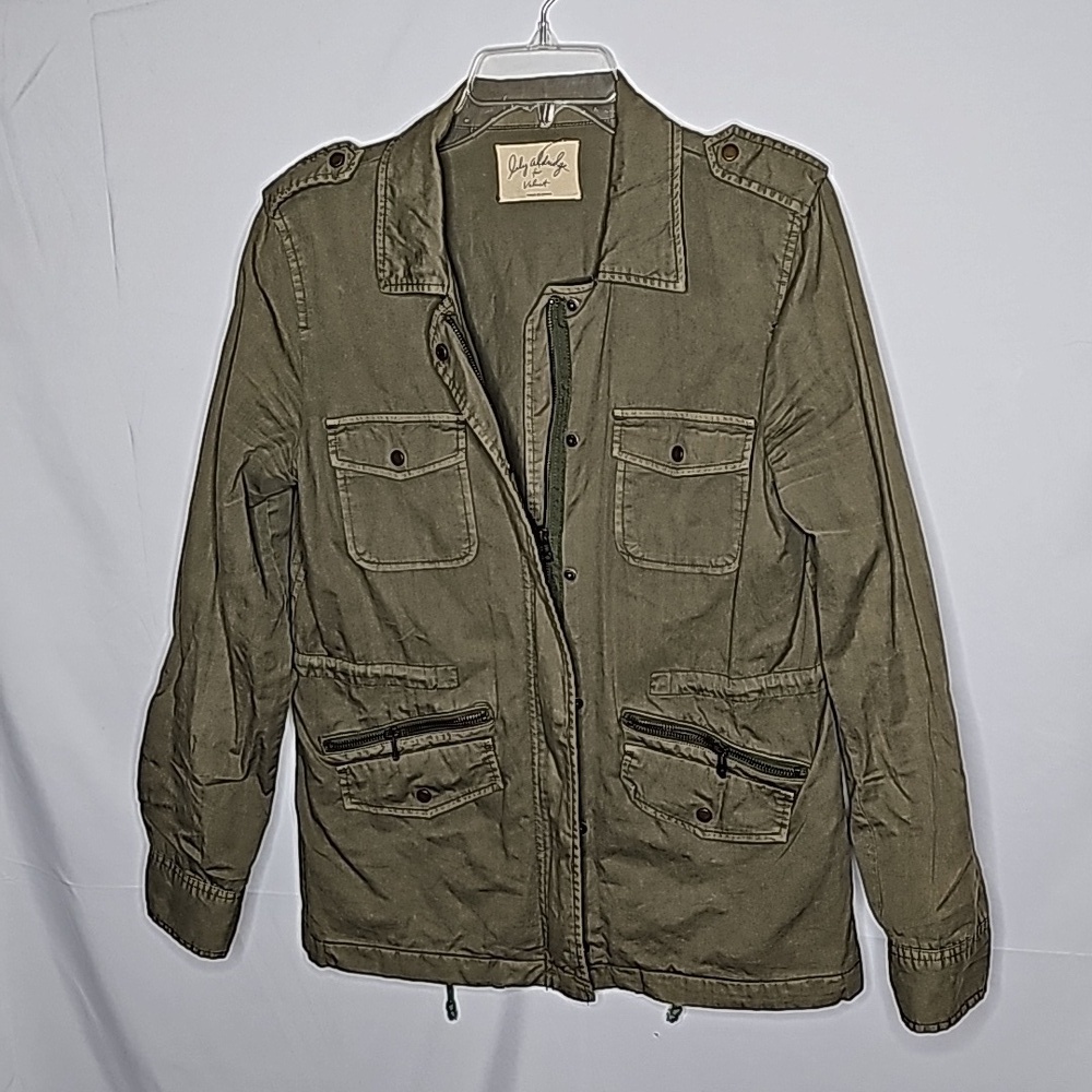 Lily Aldridge for velvet military cargo utility army green denim jacket sz M